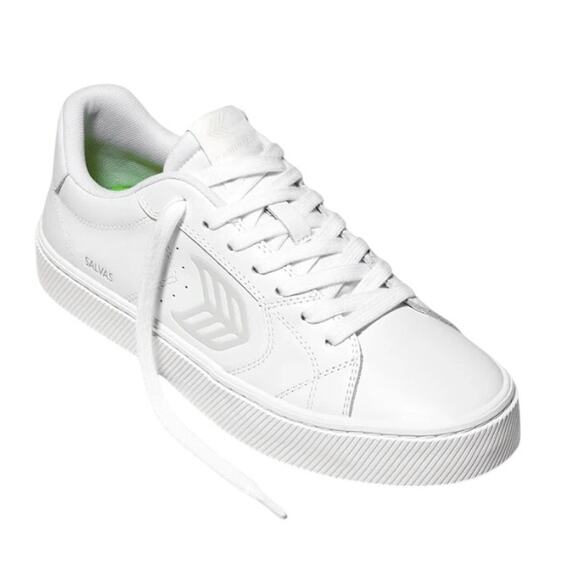Cariuma Womens Salvas Low Sneakers US 8 EU 39 White Leather Lace Up NIB - Picture 1 of 12